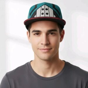 Men's Teal Graphic Snapback Cap with Contrasting Brim